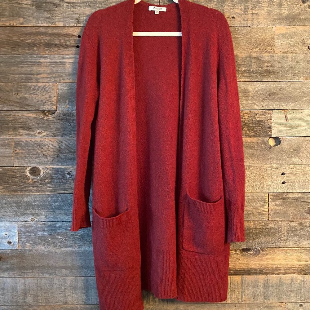 Madewell Maroon Open Front Cardigan in XS